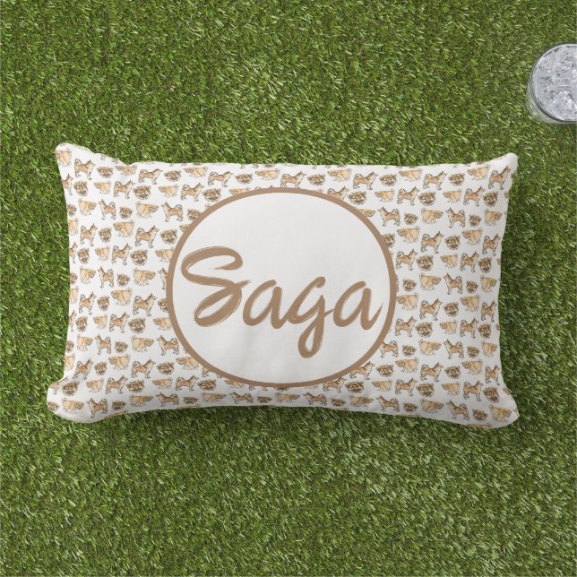 Outdoor dog design throw pillow with custom name (Grass)