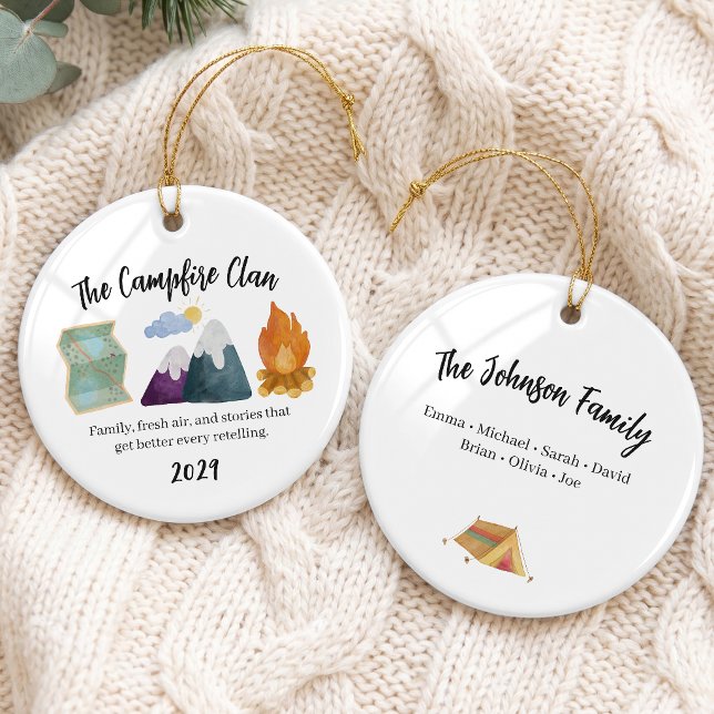 Outdoor Family Camping Trip Group Ceramic Tree Decoration (Creator Uploaded)