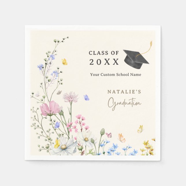 Outdoor Floral Garden Graduate Party Paper Napkin (Front)