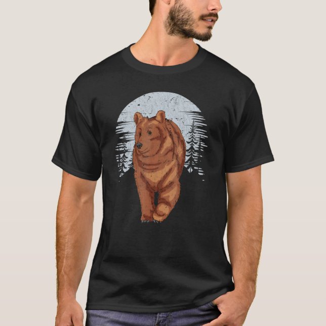 Outdoor Forest Trees Wildlife Animal Grizzly Bear  T-Shirt (Front)