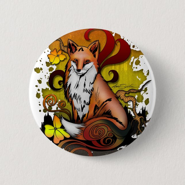 Outdoor Fox 6 Cm Round Badge (Front)