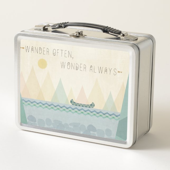 Outdoor Geo I | Wander Often, Wonder Often Metal Lunch Box (Front)