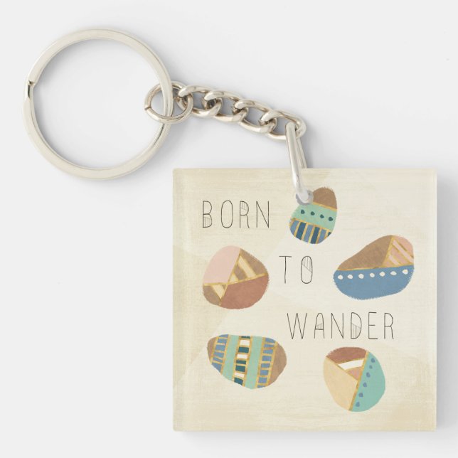 Outdoor Geo IX | Born to Wander Key Ring (Front)