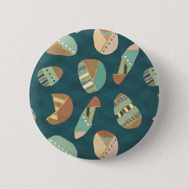 Outdoor Geo Step | Blue Pattern 6 Cm Round Badge (Front)