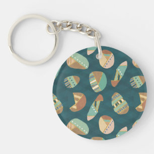 Outdoor Geo Step   Blue Pattern Key Ring