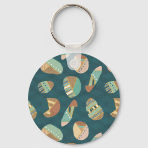 Outdoor Geo Step   Blue Pattern Key Ring