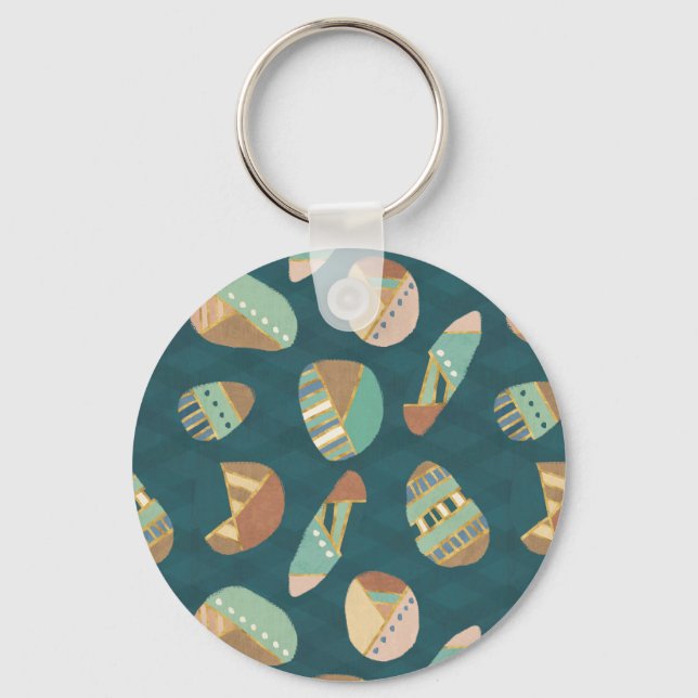 Outdoor Geo Step | Blue Pattern Key Ring (Front)