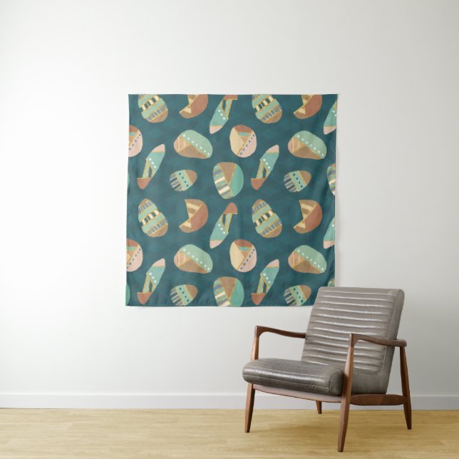 Outdoor Geo Step | Blue Pattern Tapestry (In Situ (Horizontal))