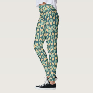 Outdoor Geo Step   Geometric Teal Arrow Pattern Leggings