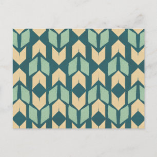 Outdoor Geo Step   Geometric Teal Arrow Pattern Postcard