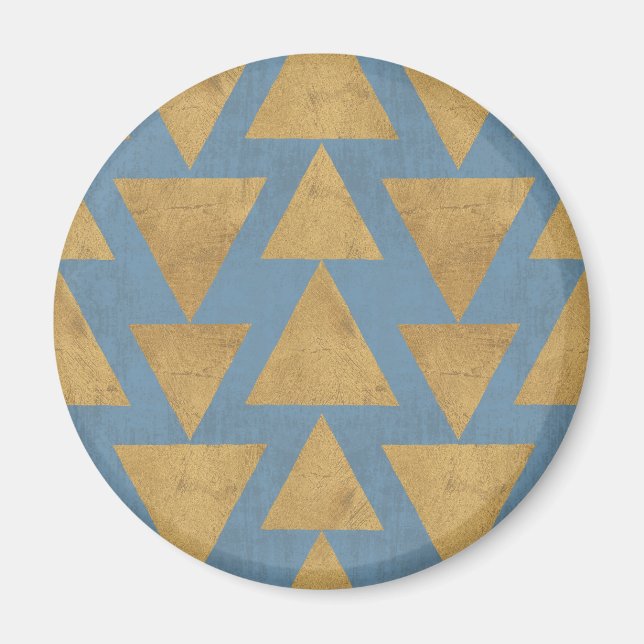 Outdoor Geo Step | Gold & Blue Pattern Magnet (Front)