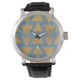 Outdoor Geo Step Gold & Blue Pattern Watch