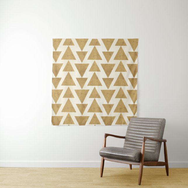 Outdoor Geo Step | Gold Geometric Pattern Tapestry (In Situ (Horizontal))