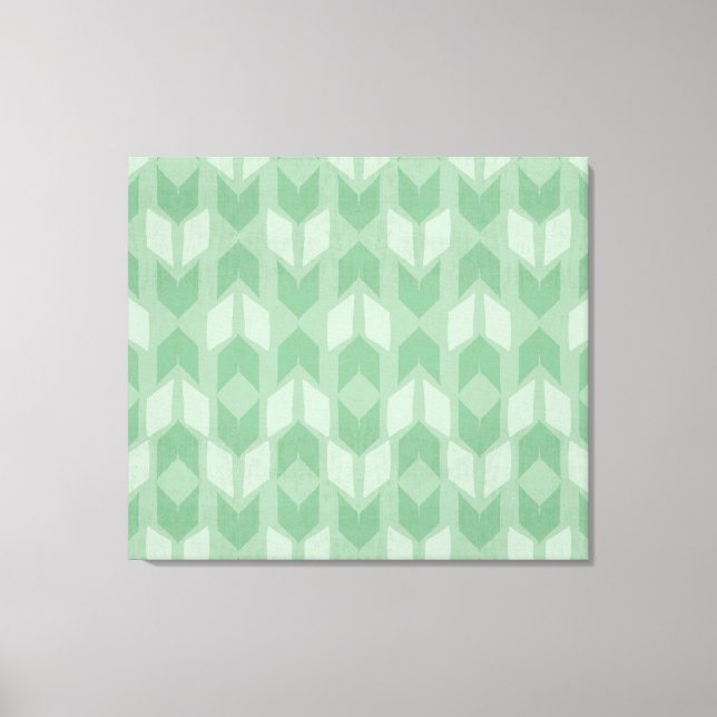 Outdoor Geo Step | Green Arrow Pattern Canvas Print (Front)