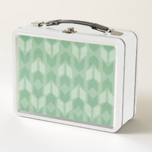 Outdoor Geo Step Green Arrow Pattern Metal Lunch Box