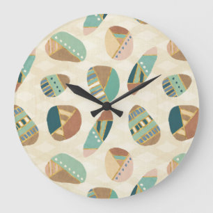 Outdoor Geo Step    Teal Pattern Large Clock