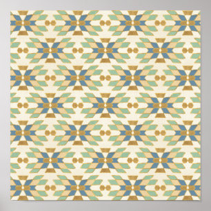 Outdoor Geo Step Tribal Pattern Poster