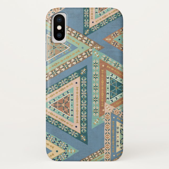 Outdoor Geo X | Blue Tribal Indian Pattern Case-Mate iPhone Case (Back)