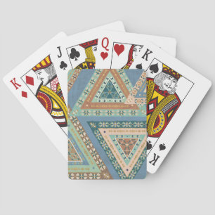 Outdoor Geo X   Blue Tribal Indian Pattern Playing Cards