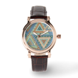 Outdoor Geo X   Blue Tribal Indian Pattern Watch