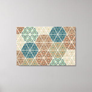 Outdoor Geo XI   Blue & Green Tribal Pattern Canvas Print