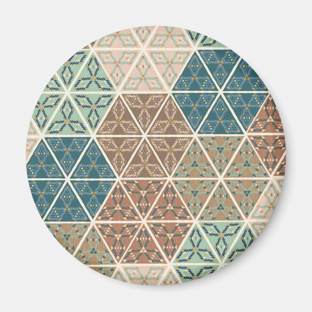 Outdoor Geo XI | Blue & Green Tribal Pattern Magnet (Front)