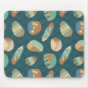 Outdoor Geo XII Blue & Green Geometric Pattern Mouse Pad