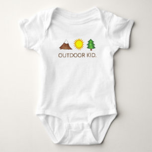 OUTDOOR KID Mountain Sunshine Pine Tree Woods Camp Baby Bodysuit