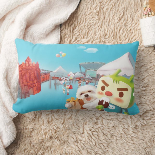 Outdoor Market Fun Lumbar Cushion (Blanket)