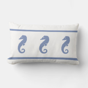 Outdoor medium blue and white  SEAHORSE Cushion