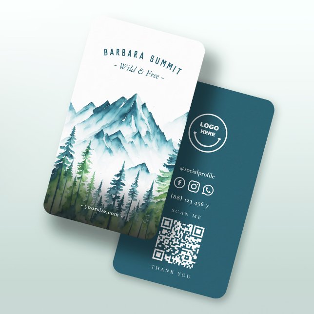 Outdoor Mountain Pine Forest Adventure Guide Business Card (Creator Uploaded)