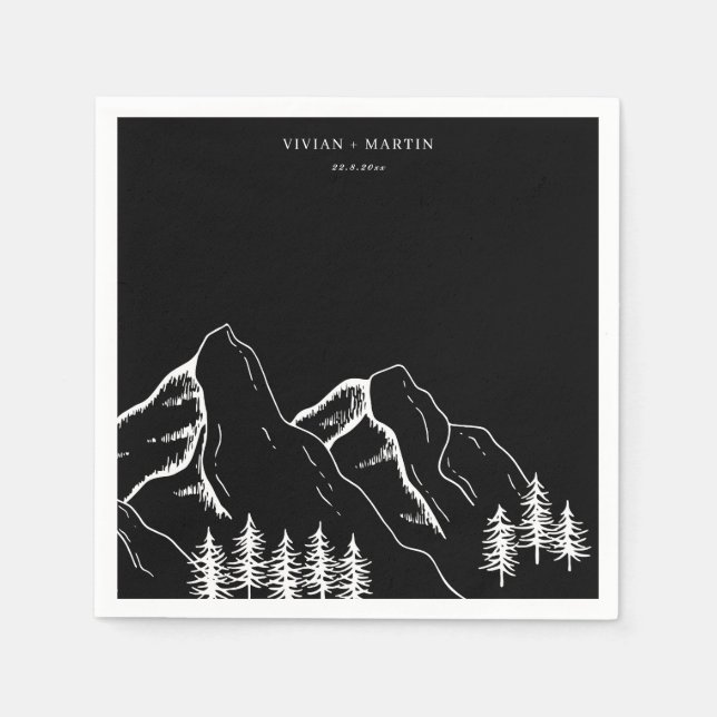 Outdoor Mountain Pine Tree Wedding Napkin (Front)