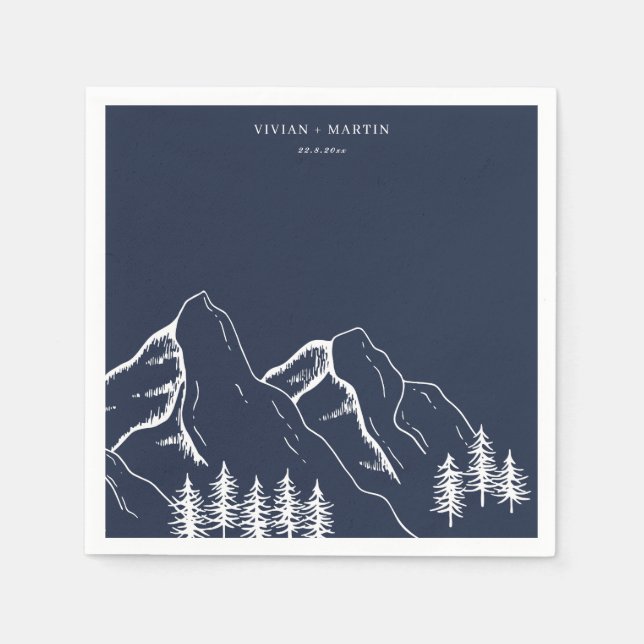 Outdoor Mountain Pine Tree Wedding Napkin (Front)