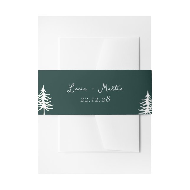 Outdoor Mountains Pine Tree Invitation Belly Band (Front Example)