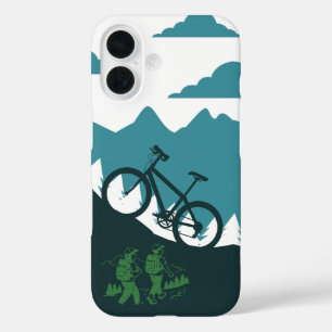 Outdoor MTB Rider Silhouette Design iPhone 16 Case