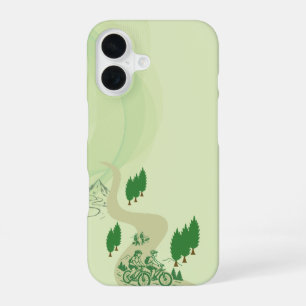 Outdoor MTB Rider Silhouette Design iPhone 16 Case