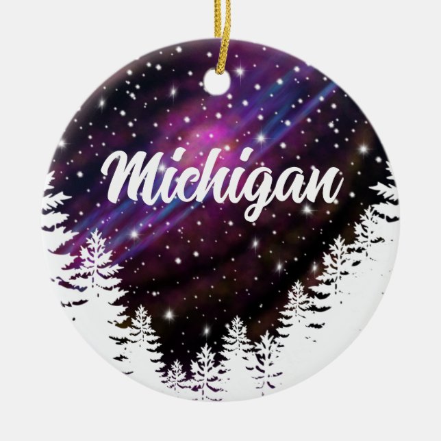 Outdoor nature night sky- customisable text  ceramic tree decoration (Front)