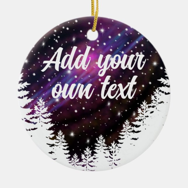 Outdoor nature night sky- customisable text  ceramic tree decoration (Front)