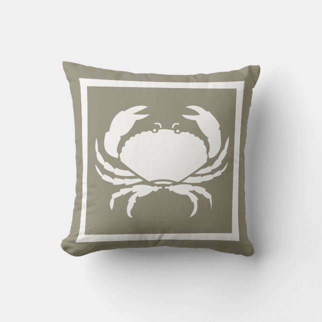 Outdoor Nautical CRAB white navy grey Cushion (Front)