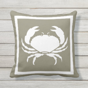 Outdoor Nautical CRAB white navy grey Cushion