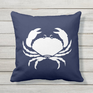 Outdoor Nautical CRAB white navy reversable Cushion