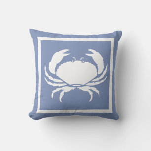 Outdoor Nautical CRAB white sea blue Cushion
