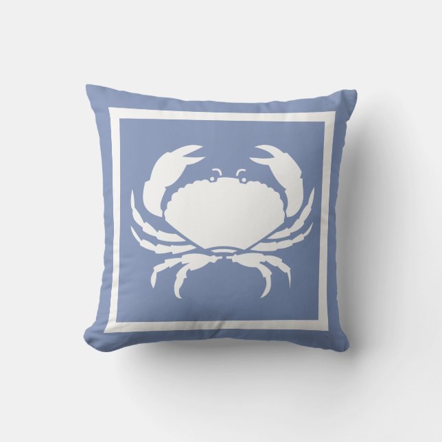 Outdoor Nautical CRAB white sea blue Outdoor Cushion (Front)