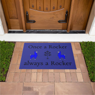 Outdoor "Once a Rocker" Door Mat in Blue