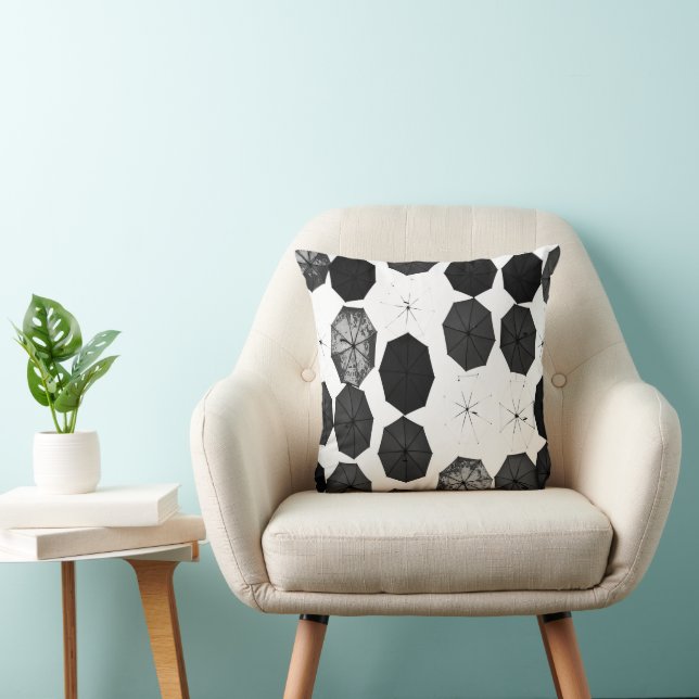 outdoor or indoor gray black white umbrellas throw cushion (Chair)