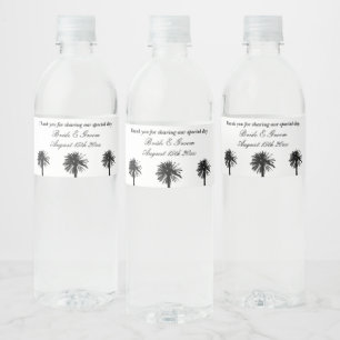 Outdoor palm beach marriage custom water bottles bottle label