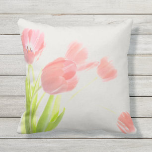 Outdoor patio cushion pink tulip flower