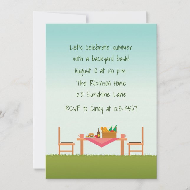 Outdoor Picnic Scene Invitation (Front)