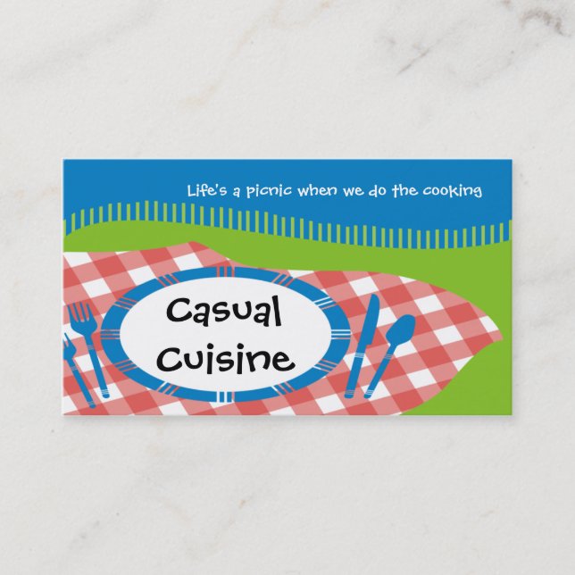 outdoor picnic table setting catering business ... card (Front)