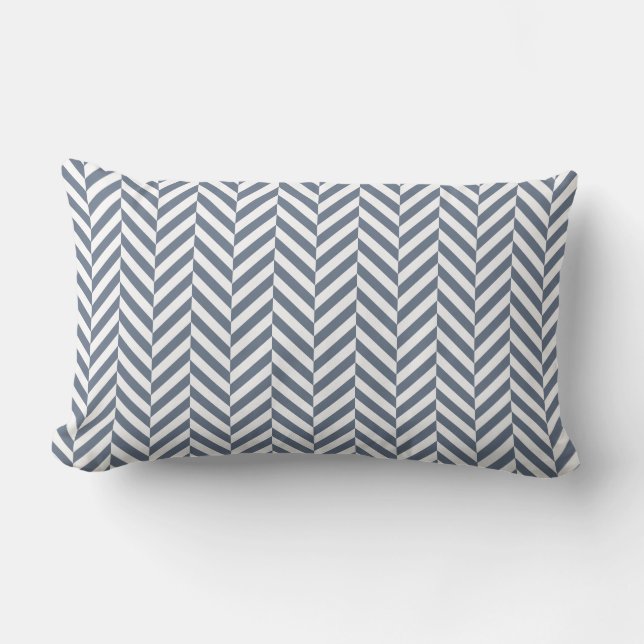 Outdoor Pillow | Navy Blue Herringbone Pattern (Front)